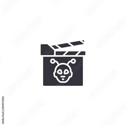 Alien emerging from a box icon representing extraterrestrial discovery, surprise encounter, science fiction storytelling, mystery, and creative imagination concepts.