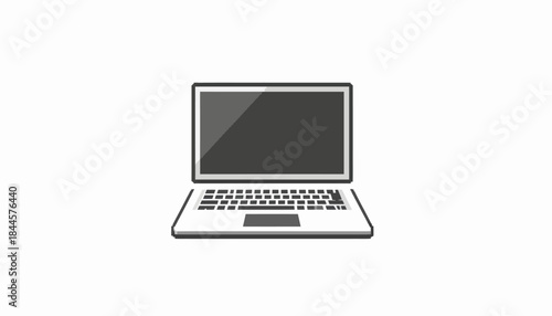 Vector Illustration of a Laptop Computer, a Modern Portable Electronic Device for Work and Entertainment