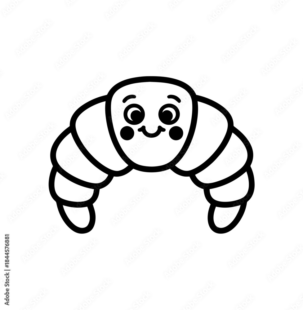 Fototapeta premium Kawaii style vector illustration featuring cute croissant for playful design projects