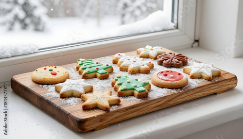 Christmas biscuits cooling on baking rack