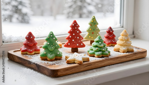 Christmas biscuits cooling on baking rack