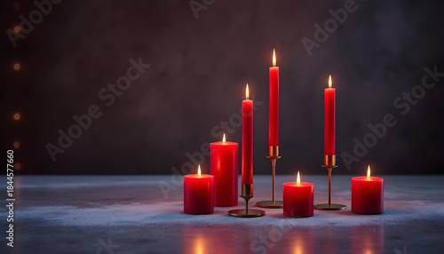 Christmas candle holders with unlit candles in minimalist style