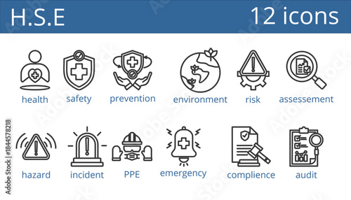  HSE (health, Safety, and Environment ) icon vector illustration concept	