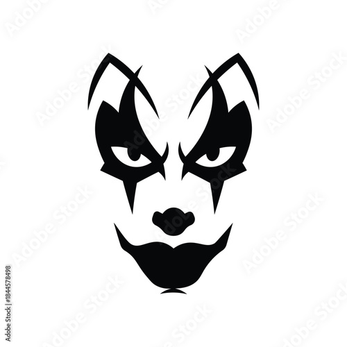 Scary evil clown face mask silhouette vector icon logo.eps