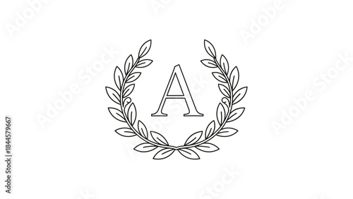 Elegant Laurel Wreath With Letter A Monogram Logo Design Emblem