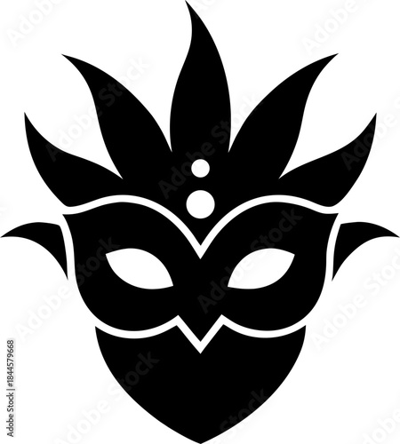 carnival mask silhouette vector icon on white background 