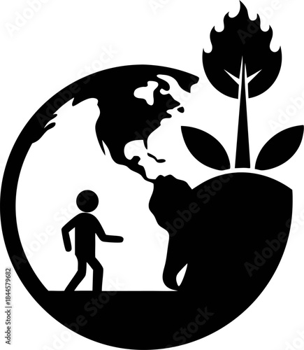 climate change global warming awareness  vector silhouette on white background 