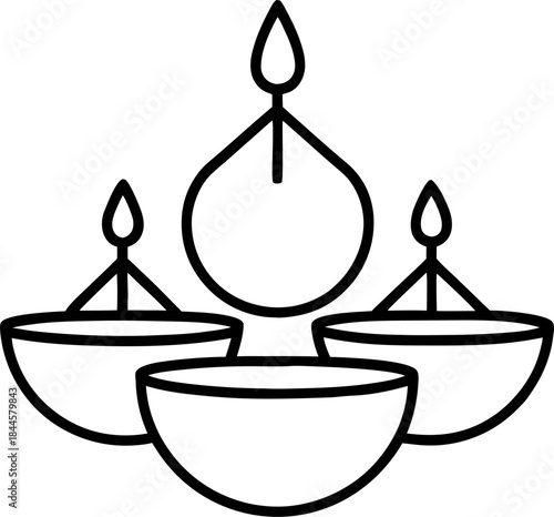 Di ya lamps outline icon on  white background 
