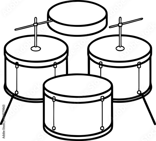 Drums outline  vector on white background 