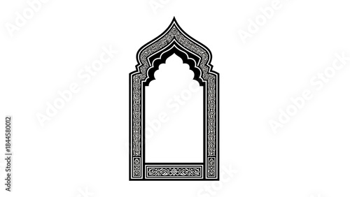 Elaborate Islamic arch design with intricate patterns and ornamental details