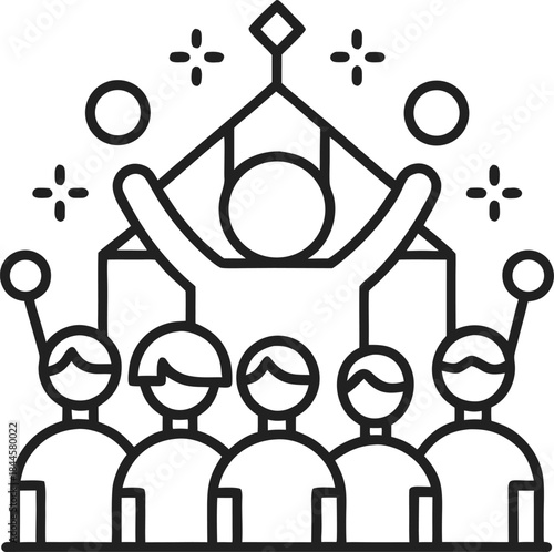 festival happy crowd vector outline  icon  on white background 