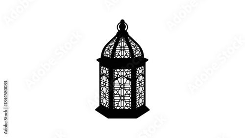 Elegant Islamic Lantern Silhouette with Intricate Geometric Patterns