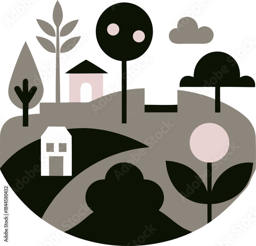 organic farming smart agriculture  concept silhouette  on white background 