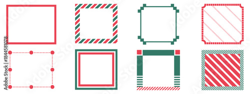 Christmas Candy Cane Frame with cheerful red white and green lollipop style border design for festive holiday banners gift tags greeting cards seasonal vector artwork