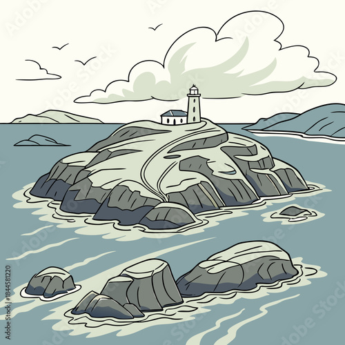 vector illustration of a tropical beach