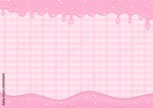 Sweet pink cream on plaid background