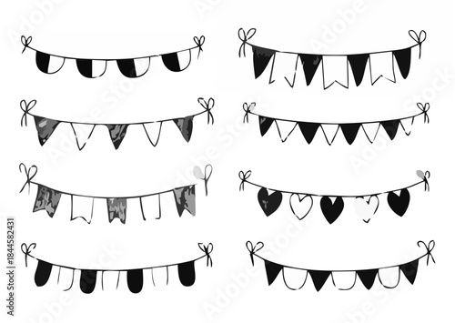 Black vector doodle bunting o...