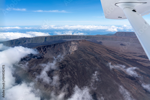 France, La Réunion Island,. Flight over the Peak of the Furnace, Piton de la Fournaise. 