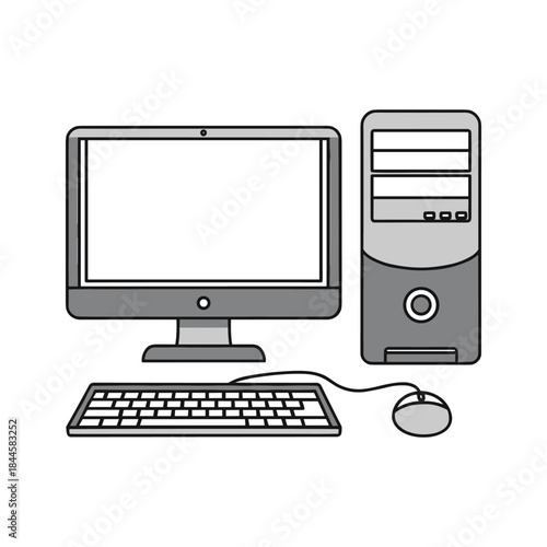 Desktop computer system with monitor, keyboard and mouse