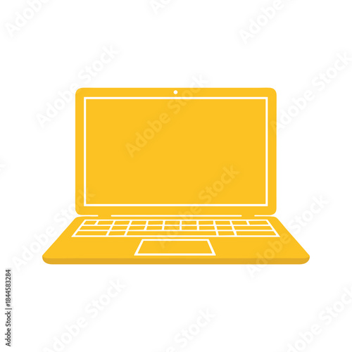 Simple yellow laptop icon on white background