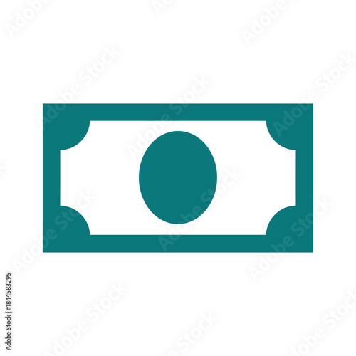 Simple banknote icon with teal color