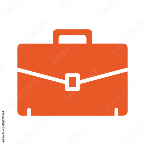 Orange briefcase icon on white background