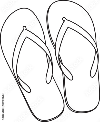 Black Flip Flops Isolated on White Background