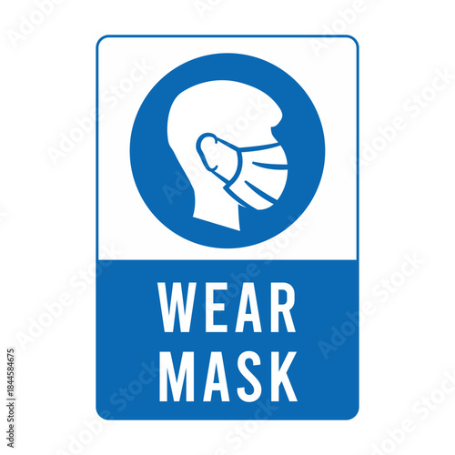 Wear Mask Health Safety Notice Vector Illustration