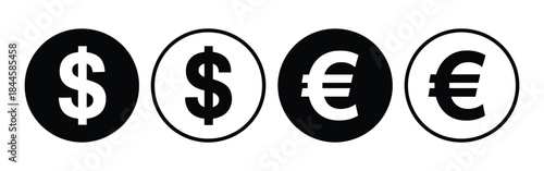 Dollar Euro Currency Icon internet money symbol design showing bank wallet payment earnings coin concept ideal for finance business digital economy and vector illustration use