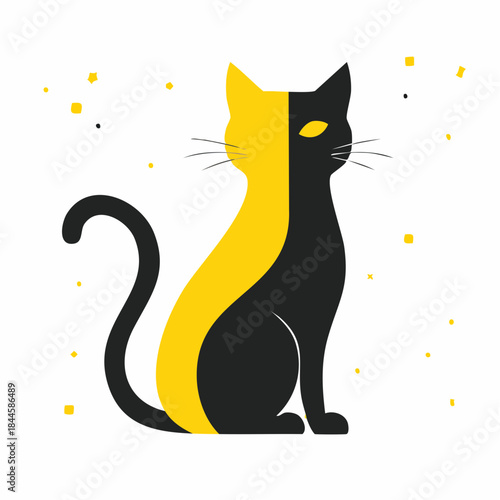 Black cartoon cat vector silhouette illustration perfect for a cute Halloween pet design
