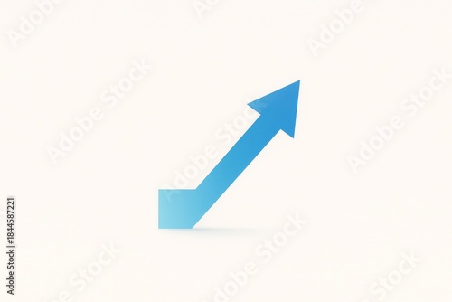 Minimal 3D upward arrow rising from a cube, showing growth, success, and positive business trend with copy space.