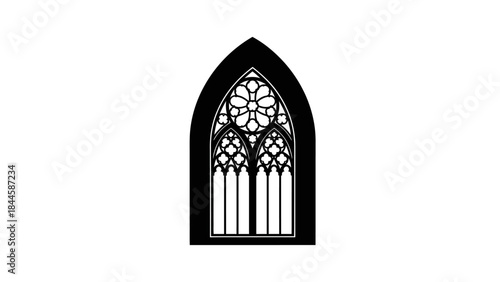 Gothic arched window silhouette with intricate tracery a classic architectural design element