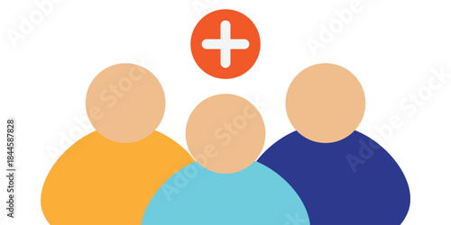 Add Group New Team Icon Vectror Flat Illustration