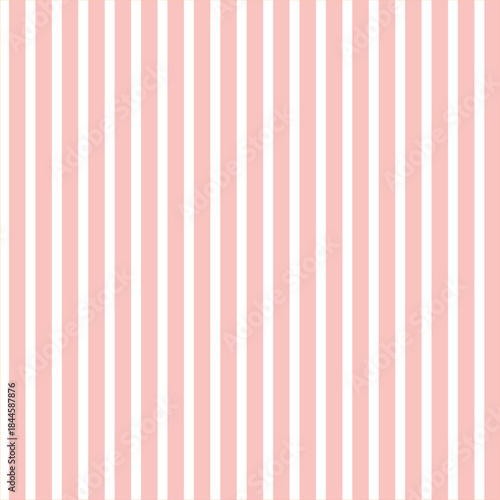 This image displays a seamless, repeating pattern of thin vertical stripes. The pattern consists of two alternating colors: a soft, light pink and a clean white. The stripes are consistent in width