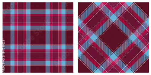 Brown, blue and red seamless tartan check plaid pattern for textile, fabrics, print, clothing, garments and backdrop. Scottish vector texture illustration