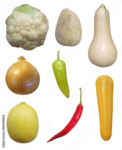 Assorted Fresh Vegetables Isolated Collection.