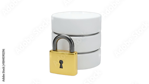 Database Protected by Padlock: Data Security Concept