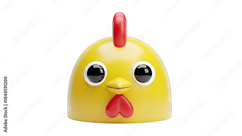 Fototapeta premium Cartoon Chicken Head Isolated on White Background