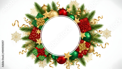 Wallpaper Mural christmas background with christmas tree branches and balls Torontodigital.ca