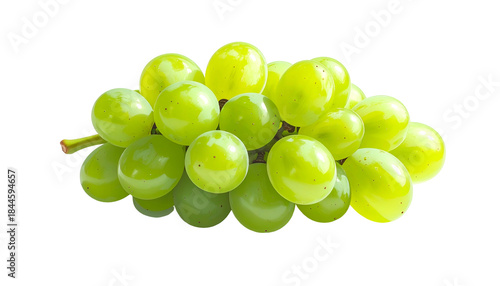 A close-up of a bunch of vibrant green grapes, showcasing their plump, juicy appearance