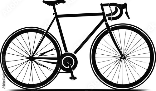 Minimal thick-line drawing of a bicycle seen from the side, flat vector style 1