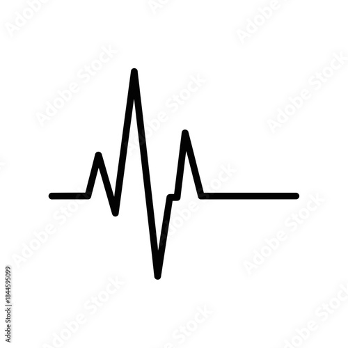 Simple black line icon of a heartbeat pulse wave on white, representing health, medical data, and vital signs monitoring.