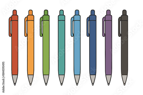 Assortment Of Mechanical Pencils In Various Colors Lined Up On A Black Background Ready For Use In Office Or School For Writing And Drawing And Sketching