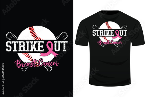 Strike Out Breast Cancer Baseball Breast Cancer Awareness Svg Design