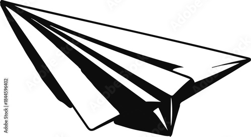 Minimal bold outline of a paper airplane in motion, clean vector concept 1