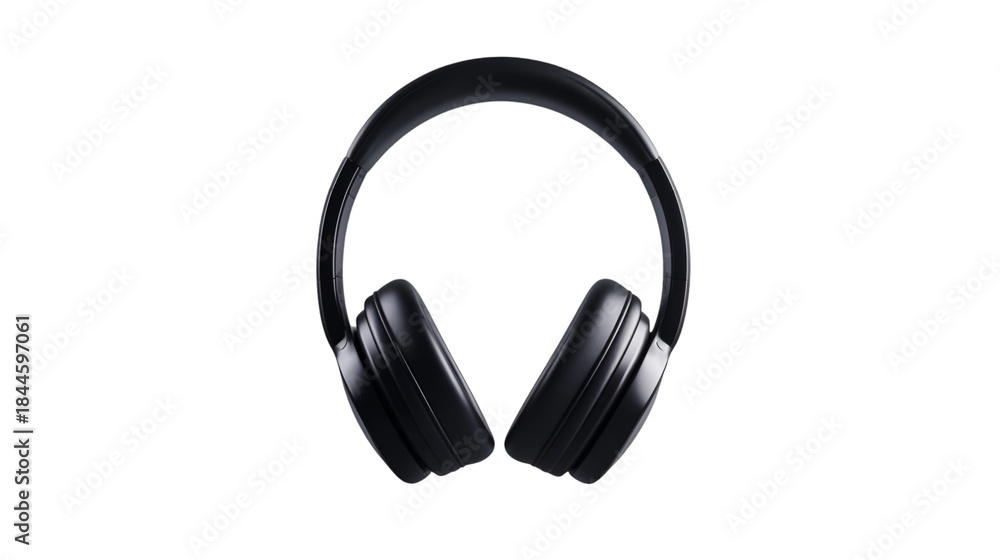 Fototapeta premium Modern Black Over-Ear Wireless Headphones Isolated on White Background