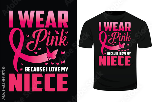 I Wear Pink For My Niece Breast Cancer Awareness Butterfly Svg Design
