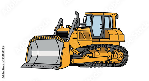 Bulldozer illustration isolated on white background for heavy construction work