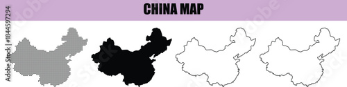Foto China Map Outlines and Silhouettes