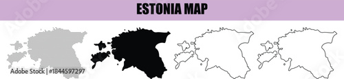 Estonia Map Outline Vector Illustration for Design Projects